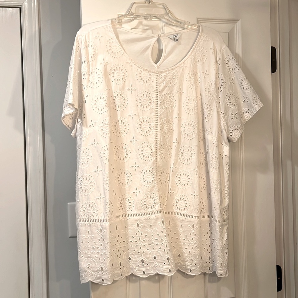 White Eyelet Top